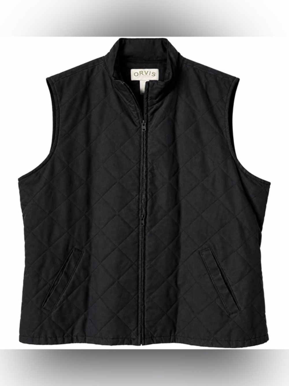 Orvis Quilted Vest XL Dark Gray Full Zip Diamond Quilt Lightweight Outdoor